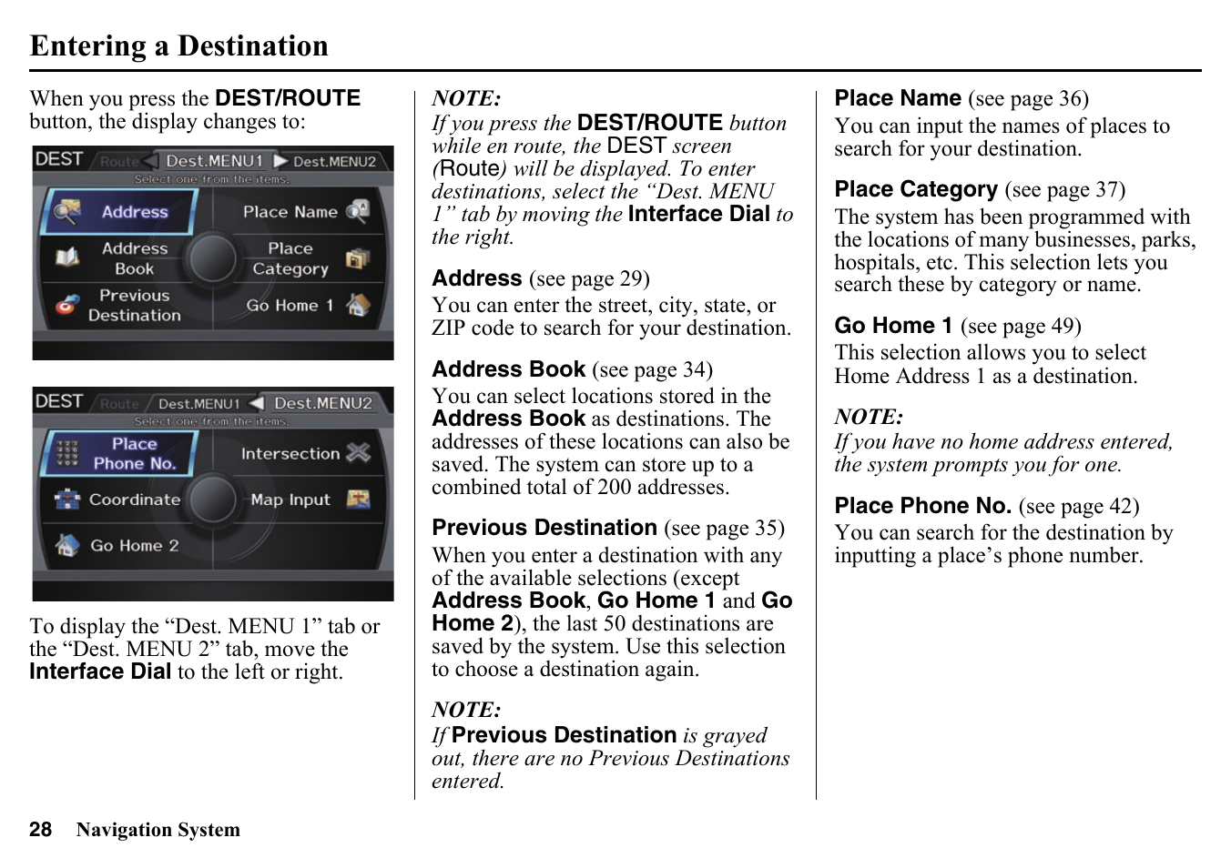 Entering a destination | HONDA 2015 Pilot - Navigation Manual User Manual | Page 28 / 175