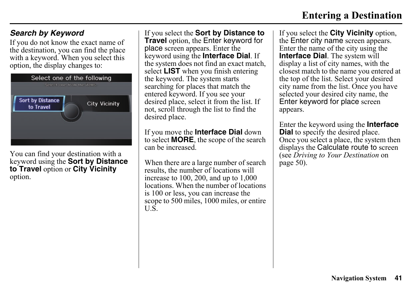 Search by keyword, Entering a destination | HONDA 2015 Pilot - Navigation Manual User Manual | Page 41 / 175