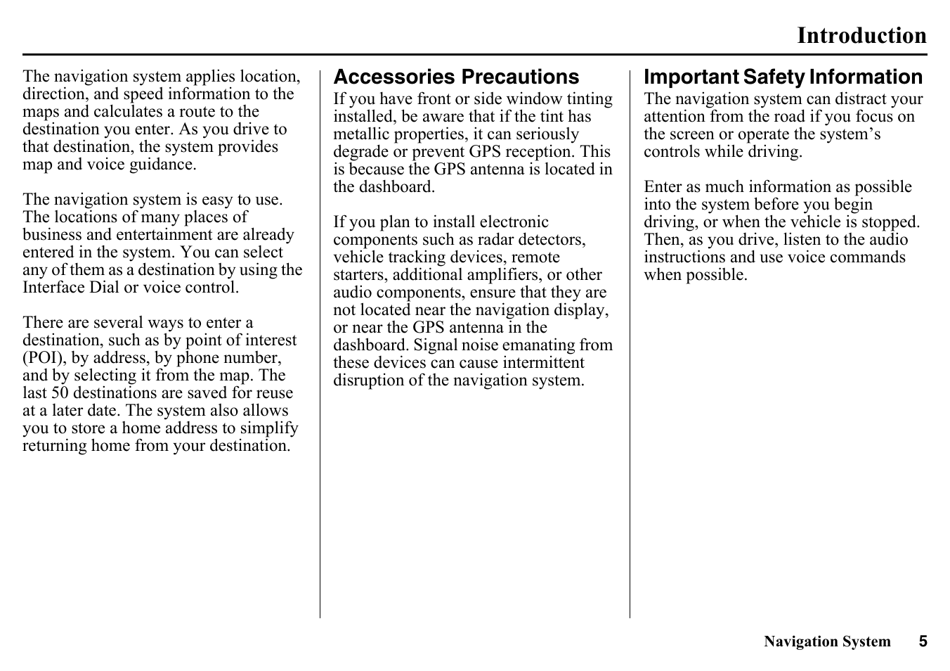 Introduction | HONDA 2015 Pilot - Navigation Manual User Manual | Page 5 / 175