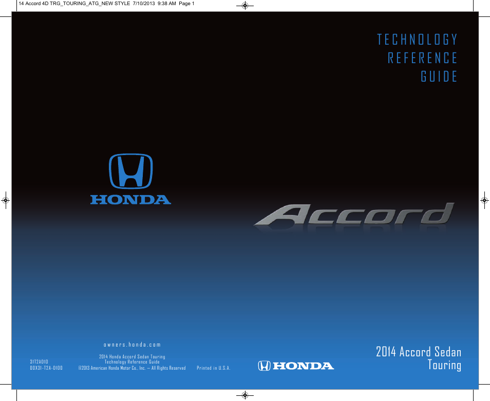 HONDA 1984 Accord Sedan (Touring) - Technology Reference Guide User Manual | 24 pages