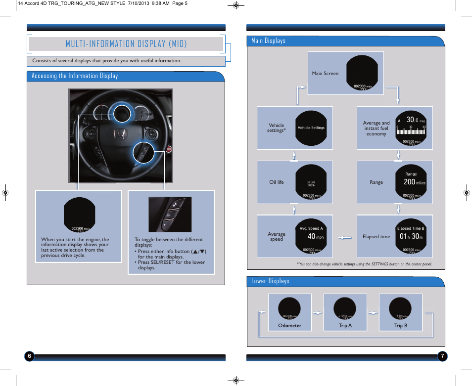 Multi-information display (mid) | HONDA 1984 Accord Sedan (Touring) - Technology Reference Guide User Manual | Page 5 / 24