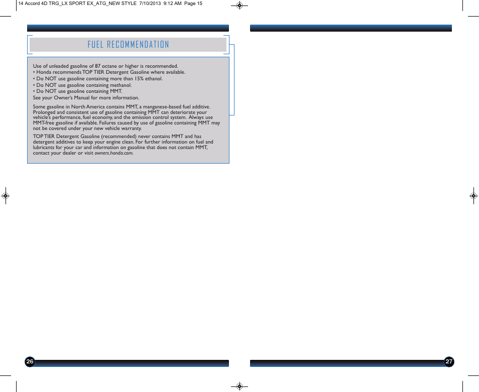 Fuel recommendation | HONDA 1984 Accord Sedan (LX, Sport, and EX) - Technology Reference Guide User Manual | Page 15 / 15