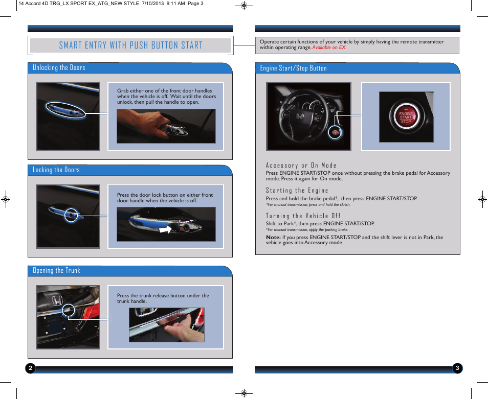 Smart entry with push button start | HONDA 1984 Accord Sedan (LX, Sport, and EX) - Technology Reference Guide User Manual | Page 3 / 15