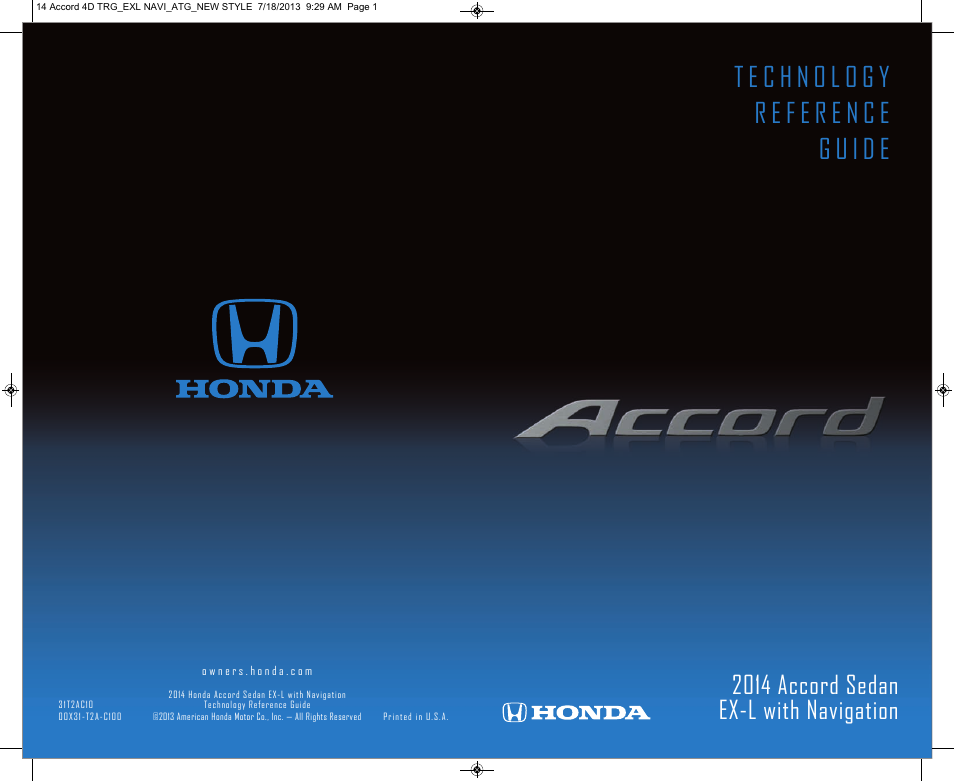 HONDA 1984 Accord Sedan (EX-L with Navigation) - Technology Reference Guide User Manual | 22 pages