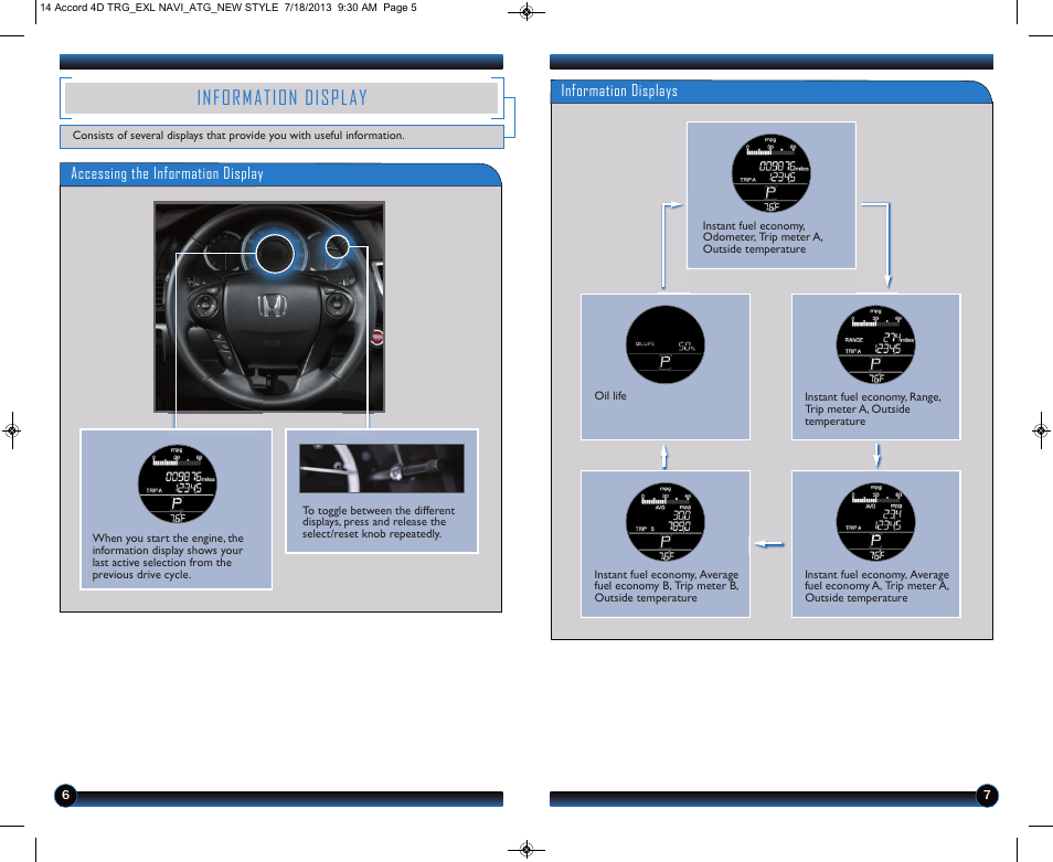 Information display | HONDA 1984 Accord Sedan (EX-L with Navigation) - Technology Reference Guide User Manual | Page 5 / 22