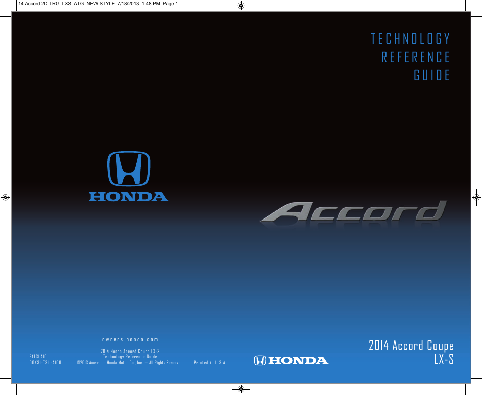 HONDA 1984 Accord Coupe (LX-S) - Technology Reference Guide User Manual | 13 pages