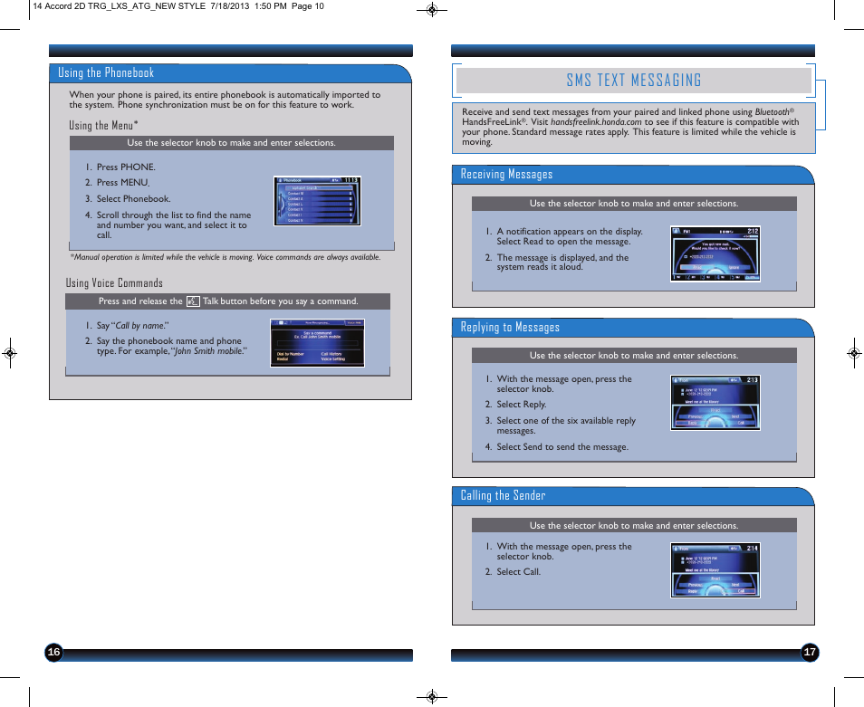 Sms text messaging | HONDA 1984 Accord Coupe (LX-S) - Technology Reference Guide User Manual | Page 10 / 13