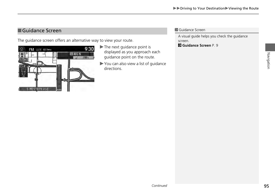 Guidance screen | HONDA 1984 Accord - Navigation Manual User Manual | Page 96 / 152