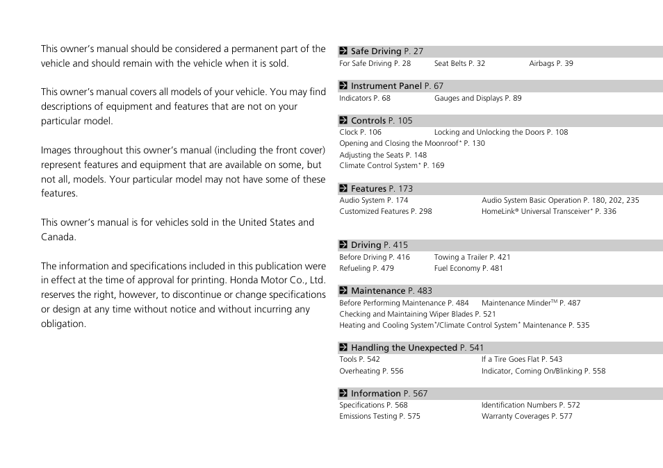 HONDA 1984 Accord Sedan - Owner's Manual User Manual | 593 pages