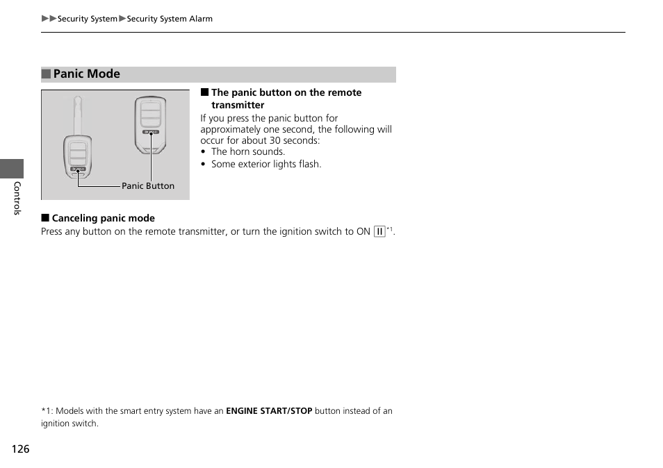 Panic mode | HONDA 1984 Accord Sedan - Owner's Manual User Manual | Page 127 / 593