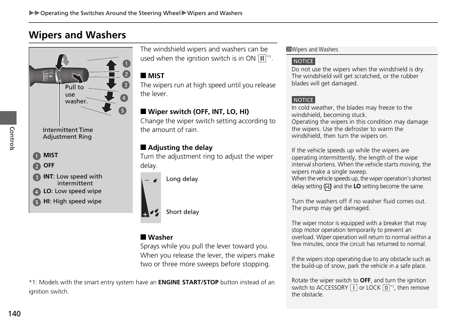 P 140), P 140, Wipers and washers | HONDA 1984 Accord Sedan - Owner's Manual User Manual | Page 141 / 593