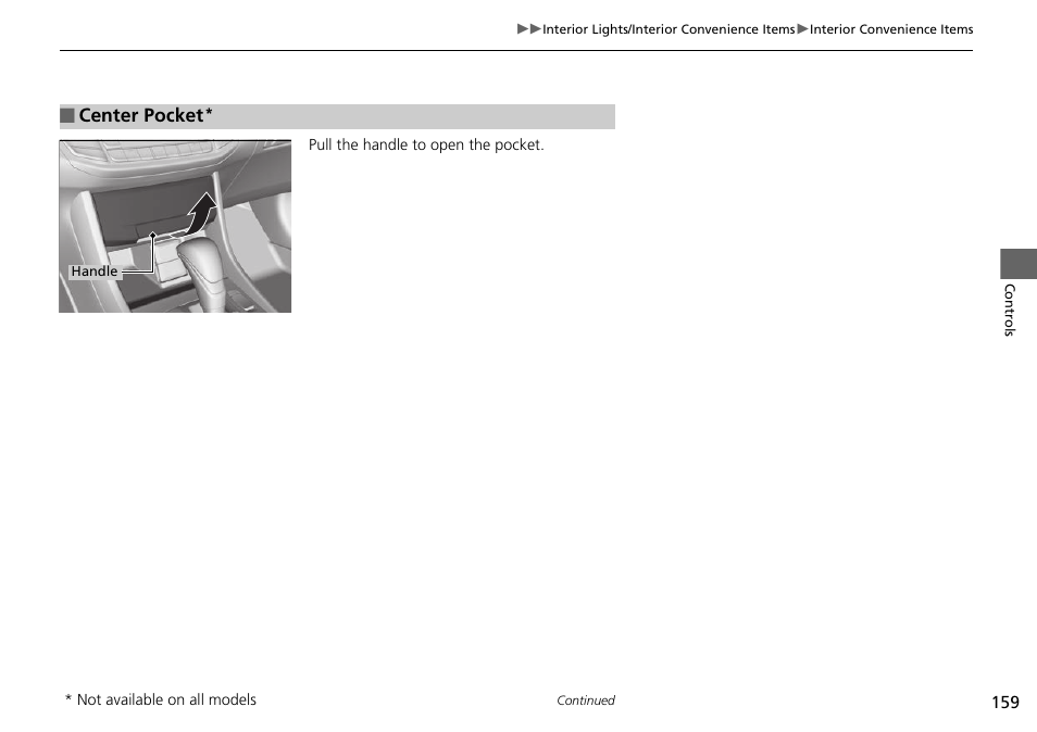 Center pocket | HONDA 1984 Accord Sedan - Owner's Manual User Manual | Page 160 / 593