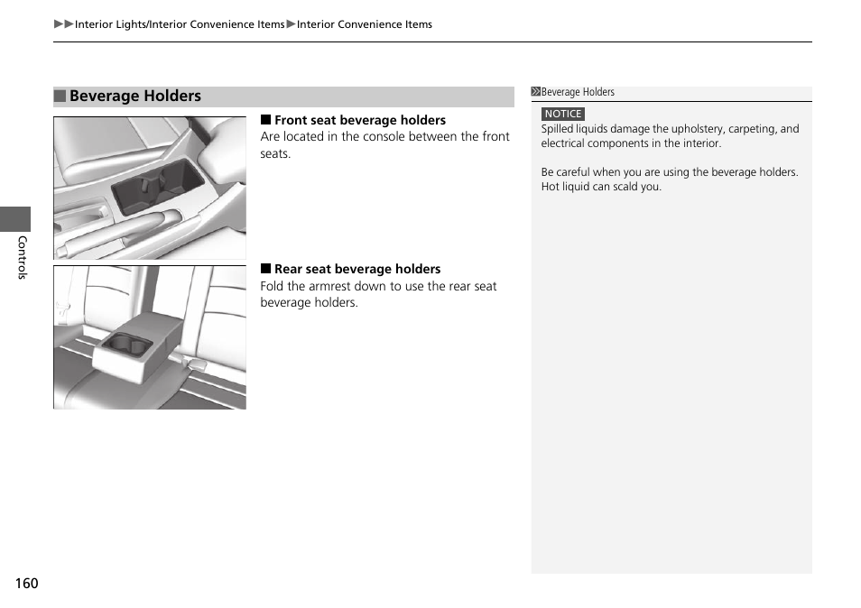 Beverage holders | HONDA 1984 Accord Sedan - Owner's Manual User Manual | Page 161 / 593