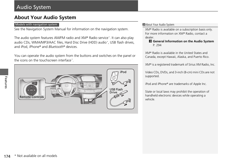 Audio system, About your audio system | HONDA 1984 Accord Sedan - Owner's Manual User Manual | Page 175 / 593