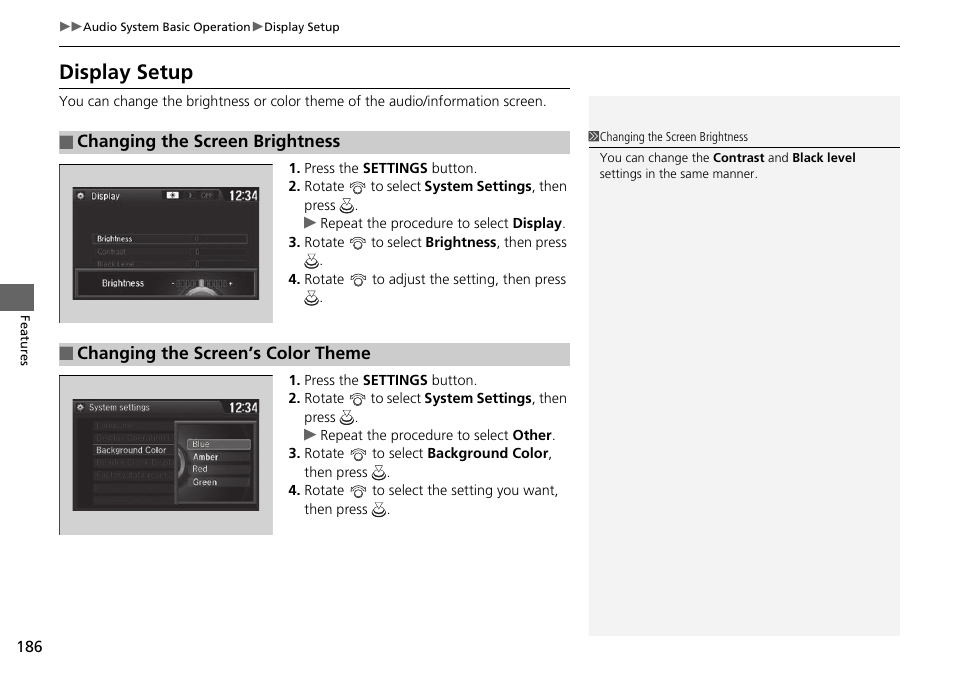 Display setup | HONDA 1984 Accord Sedan - Owner's Manual User Manual | Page 187 / 593