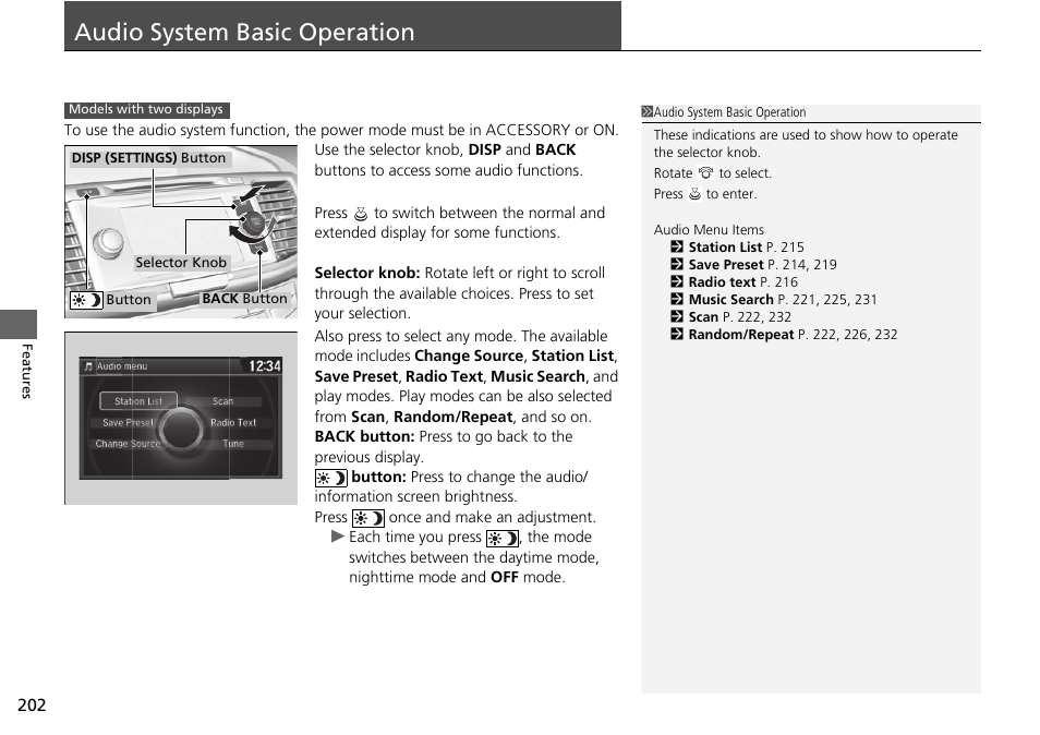 Audio system basic operation | HONDA 1984 Accord Sedan - Owner's Manual User Manual | Page 203 / 593