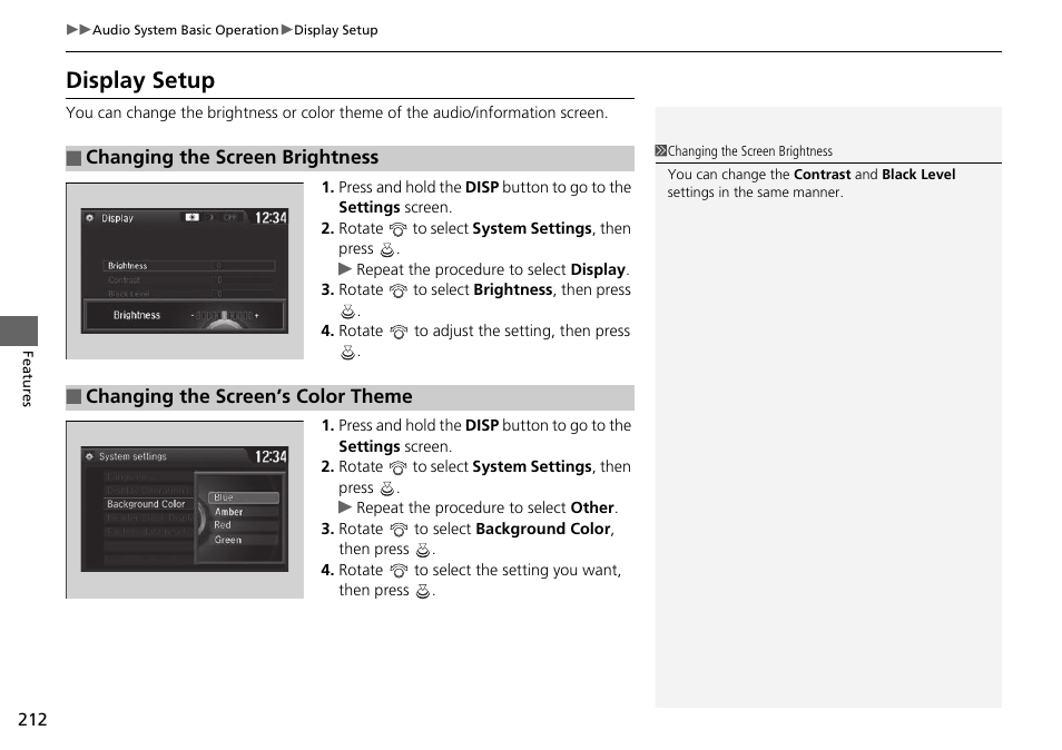 Display setup | HONDA 1984 Accord Sedan - Owner's Manual User Manual | Page 213 / 593