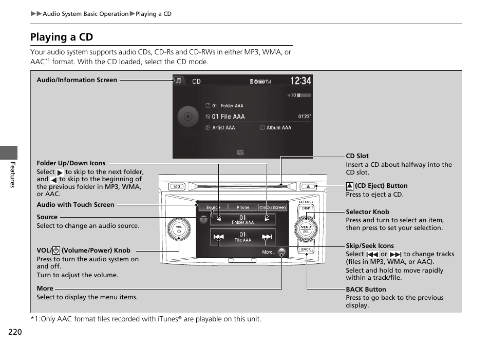 Playing a cd | HONDA 1984 Accord Sedan - Owner's Manual User Manual | Page 221 / 593