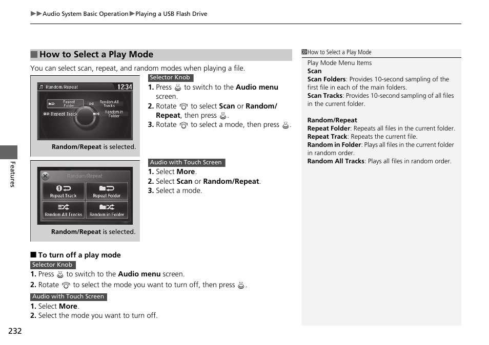 How to select a play mode | HONDA 1984 Accord Sedan - Owner's Manual User Manual | Page 233 / 593