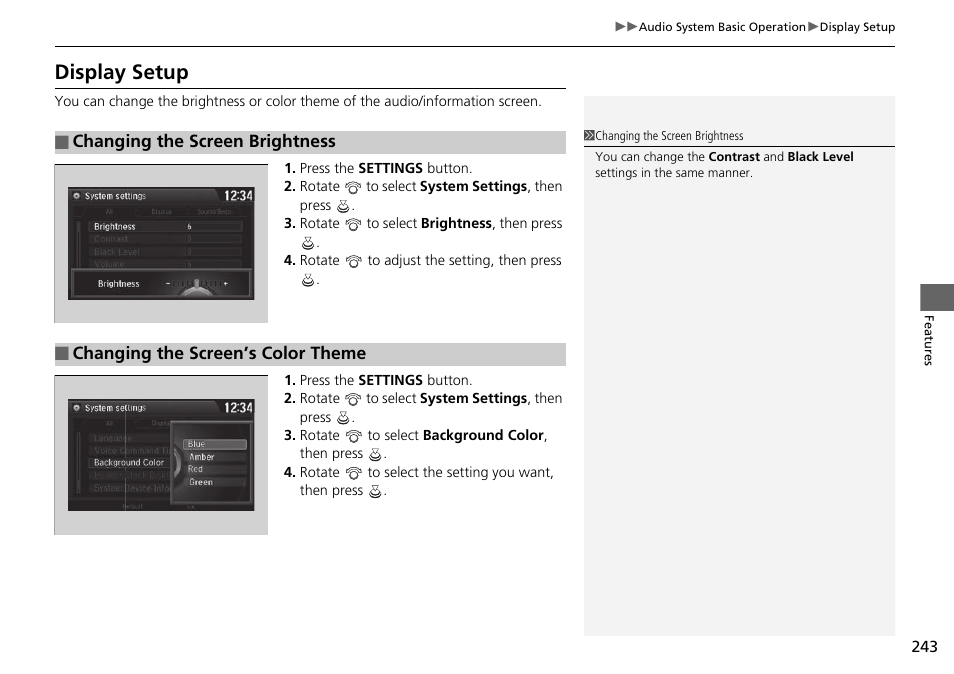 Display setup | HONDA 1984 Accord Sedan - Owner's Manual User Manual | Page 244 / 593