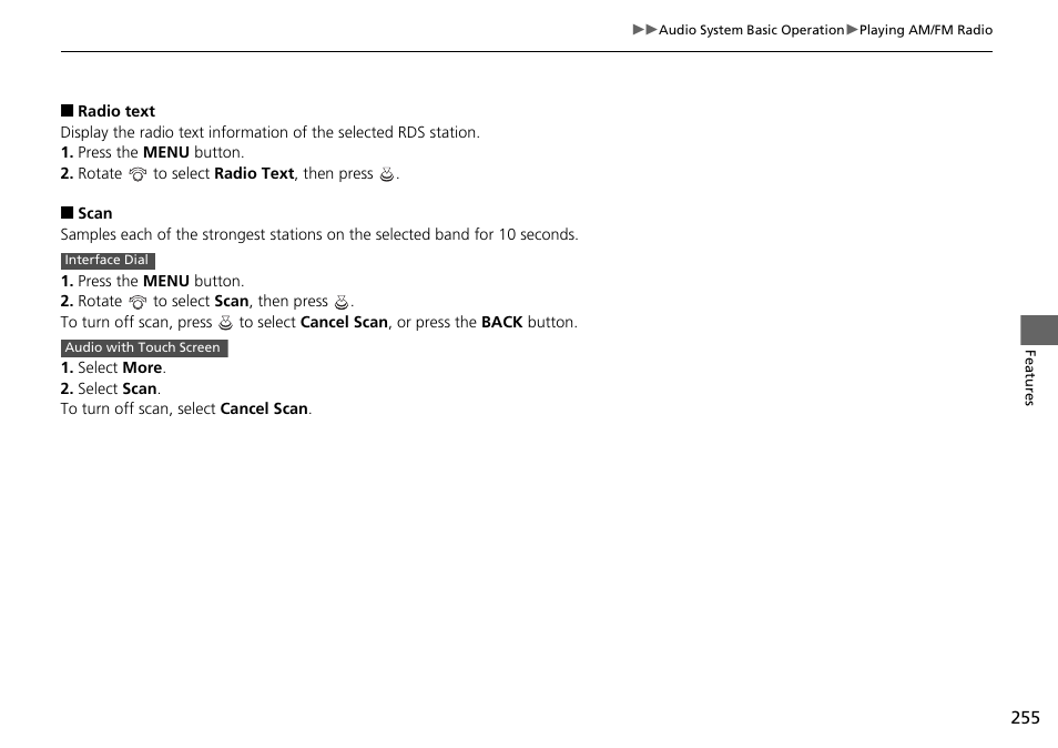 Radio text | HONDA 1984 Accord Sedan - Owner's Manual User Manual | Page 256 / 593