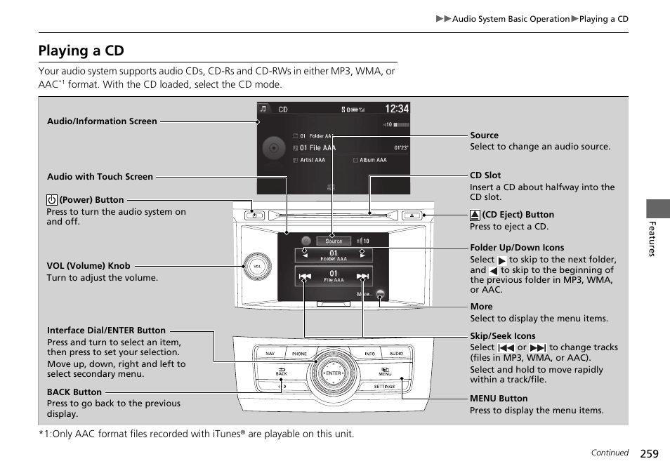 Playing a cd | HONDA 1984 Accord Sedan - Owner's Manual User Manual | Page 260 / 593