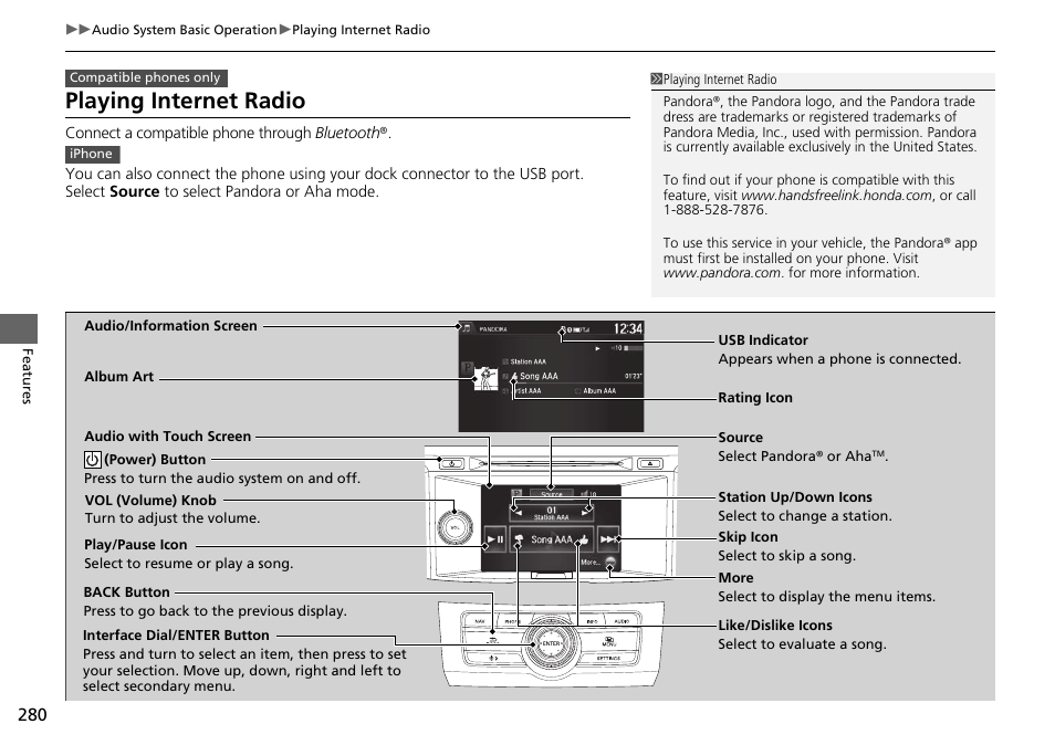 Playing internet radio | HONDA 1984 Accord Sedan - Owner's Manual User Manual | Page 281 / 593