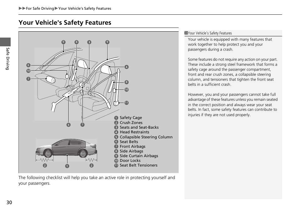 Your vehicle's safety features | HONDA 1984 Accord Sedan - Owner's Manual User Manual | Page 31 / 593