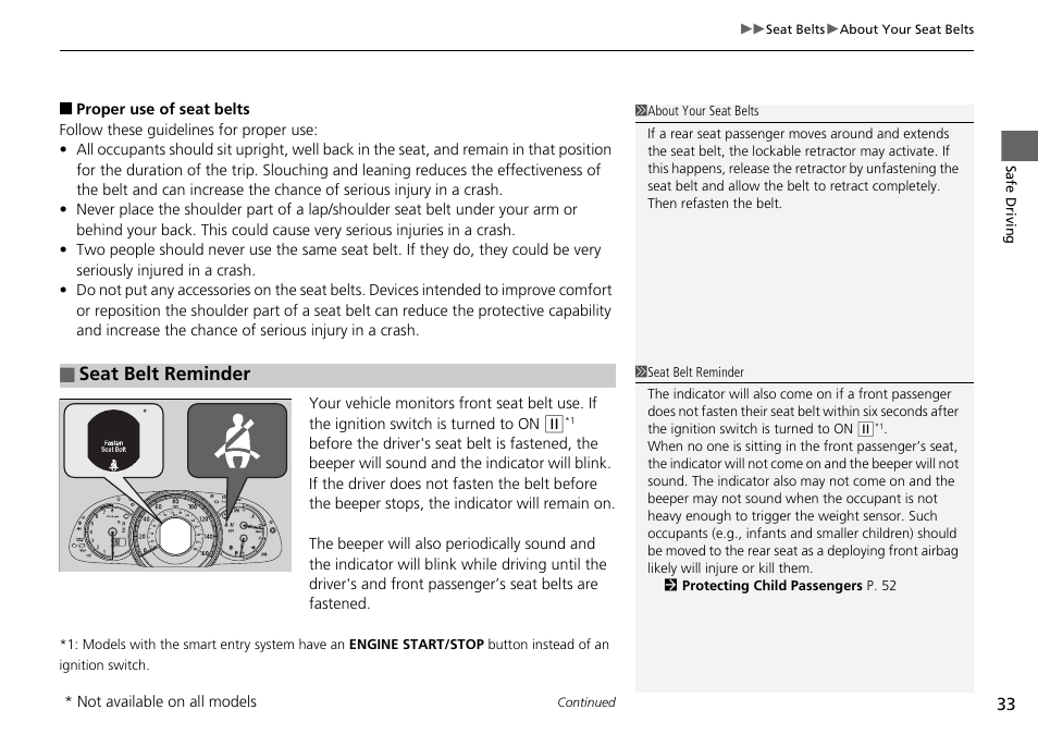 Seat belt reminder | HONDA 1984 Accord Sedan - Owner's Manual User Manual | Page 34 / 593