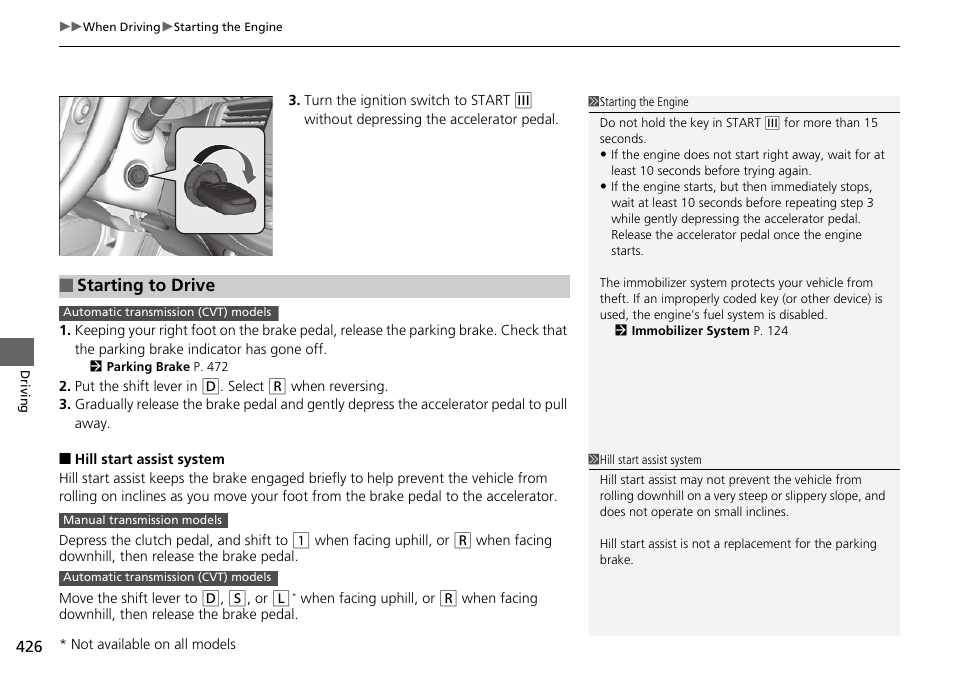 Starting to drive | HONDA 1984 Accord Sedan - Owner's Manual User Manual | Page 427 / 593