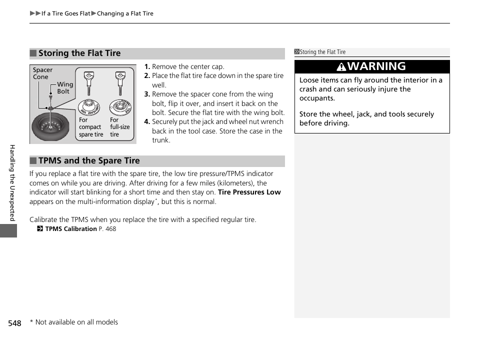 Warning | HONDA 1984 Accord Sedan - Owner's Manual User Manual | Page 549 / 593