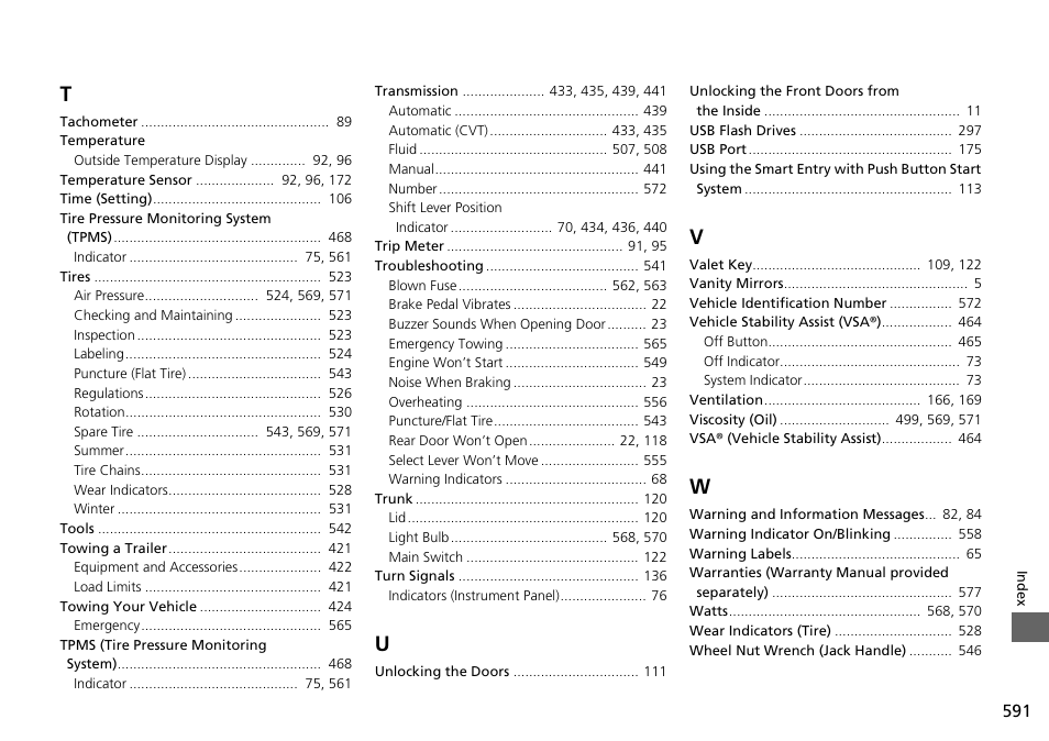 HONDA 1984 Accord Sedan - Owner's Manual User Manual | Page 592 / 593