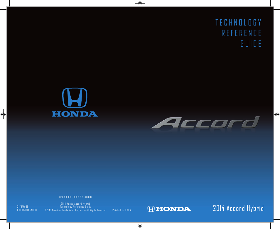 HONDA 2014 Accord Hybrid (Base) - Technology Reference Guide User Manual | 16 pages