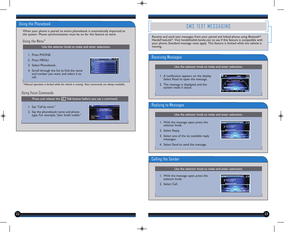 Sms text messaging | HONDA 2014 Accord Hybrid (Base) - Technology Reference Guide User Manual | Page 13 / 16