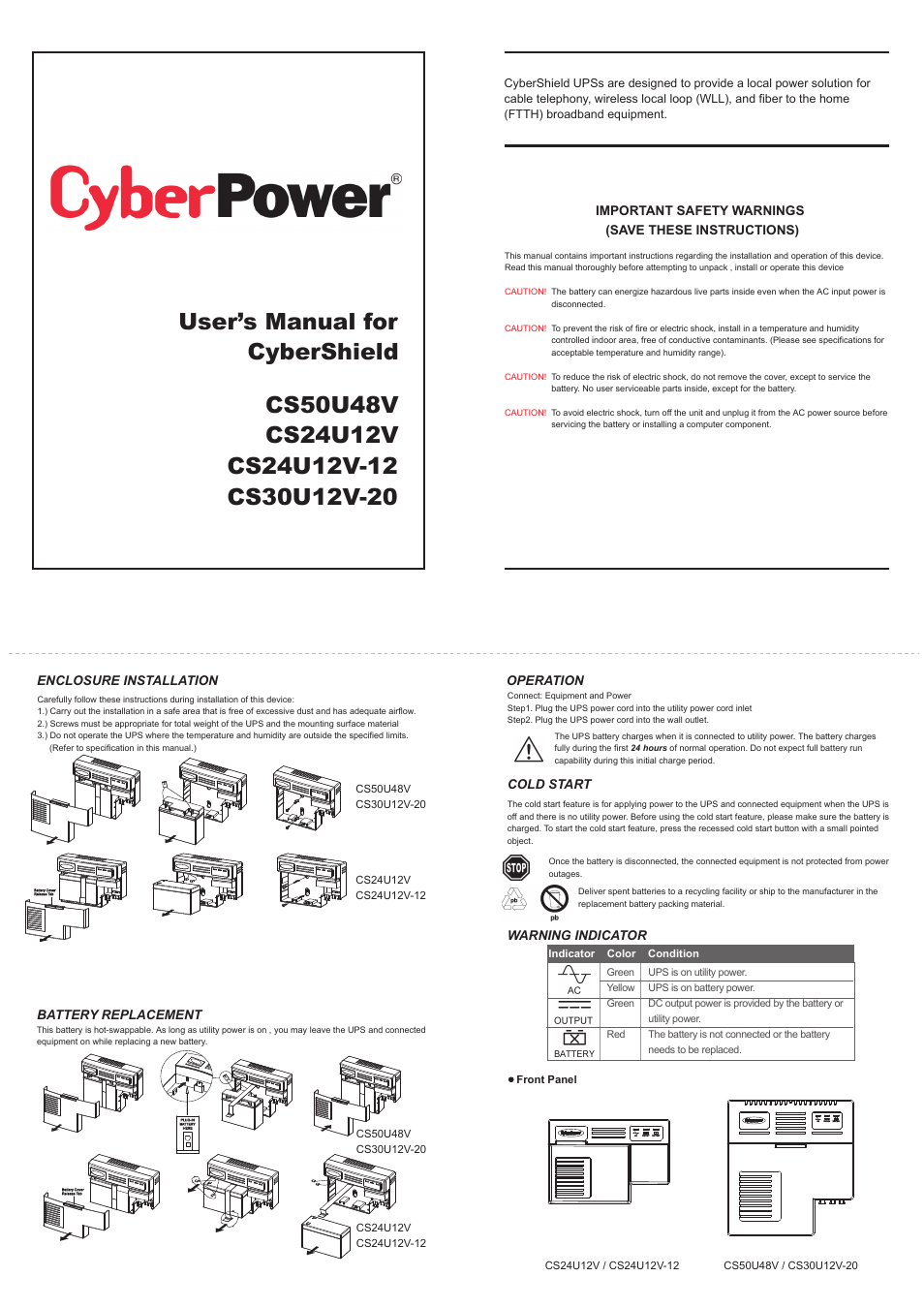 CyberPower Systems CyberShield CS30U12V-20 User Manual | 2 pages