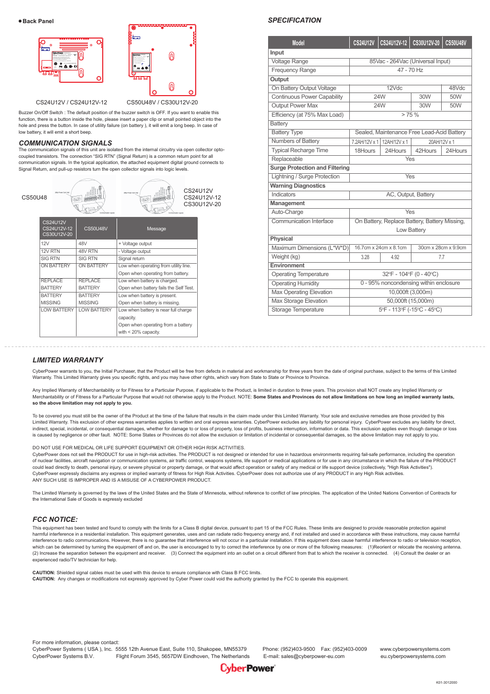CyberPower Systems CyberShield CS30U12V-20 User Manual | Page 2 / 2