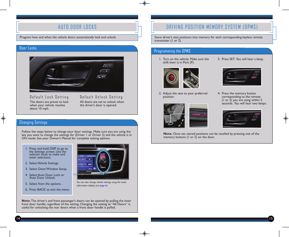 Auto door locks | HONDA 2014 Accord Hybrid (EX-L) - Technology Reference Guide User Manual | Page 9 / 18