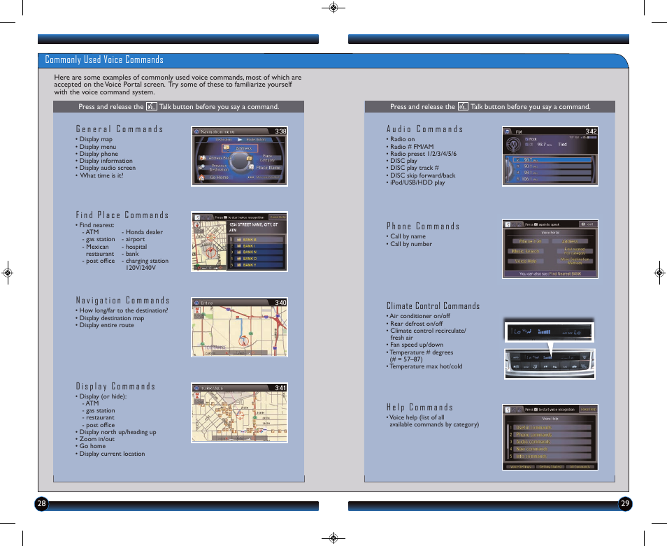 Commonly used voice commands | HONDA 2014 Accord Hybrid (Touring) - Technology Reference Guide User Manual | Page 16 / 25