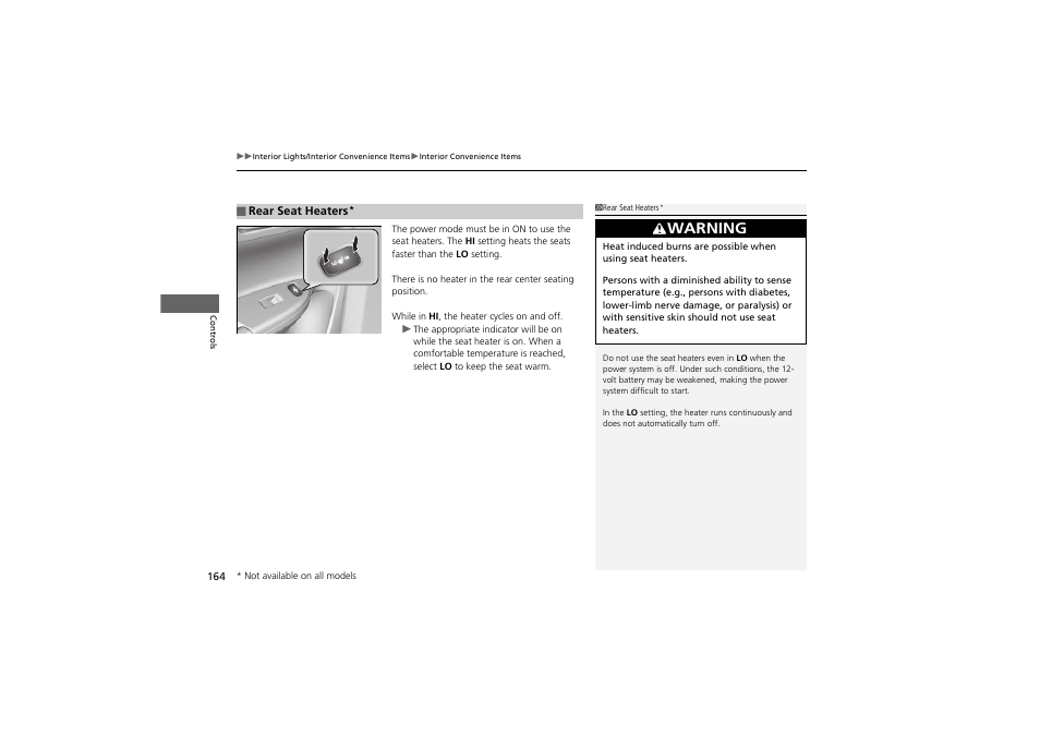 Warning | HONDA 2014 Accord Hybrid - Owner's Manual User Manual | Page 166 / 561