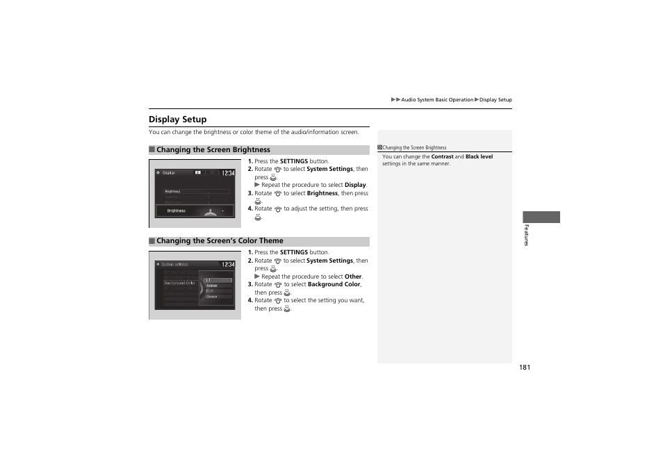 Display setup | HONDA 2014 Accord Hybrid - Owner's Manual User Manual | Page 183 / 561