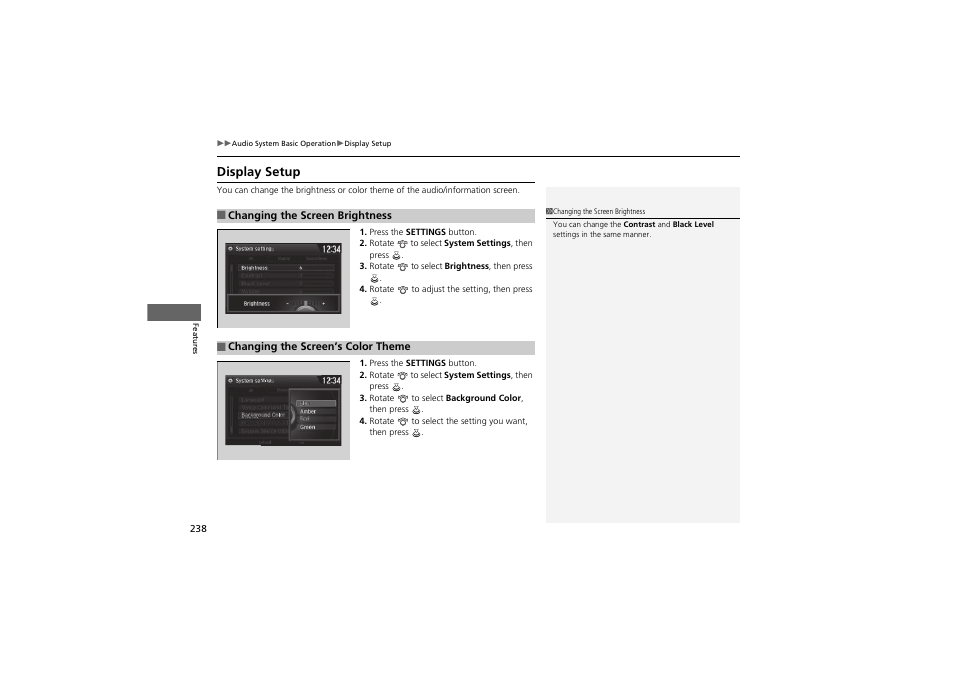 Display setup | HONDA 2014 Accord Hybrid - Owner's Manual User Manual | Page 240 / 561