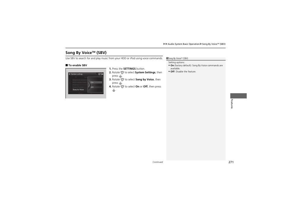Song by voice, Sbv) | HONDA 2014 Accord Hybrid - Owner's Manual User Manual | Page 273 / 561