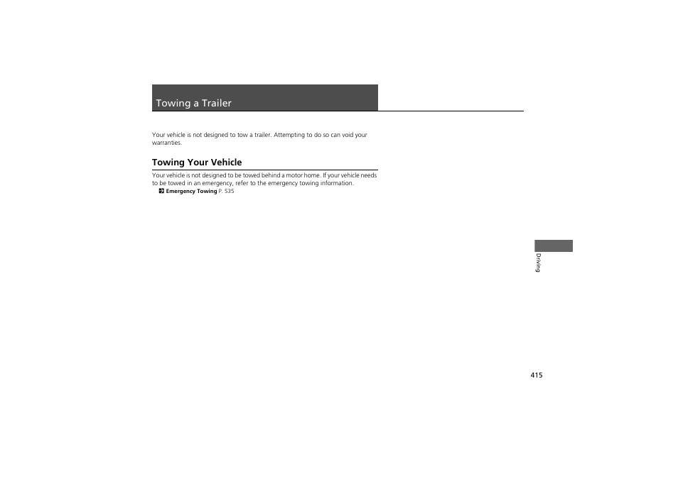Towing a trailer | HONDA 2014 Accord Hybrid - Owner's Manual User Manual | Page 417 / 561