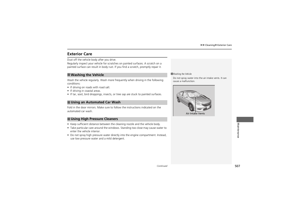 Exterior care | HONDA 2014 Accord Hybrid - Owner's Manual User Manual | Page 509 / 561