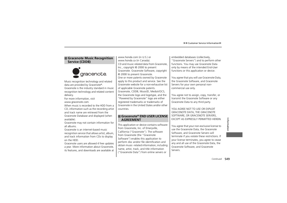HONDA 2014 Accord Hybrid - Owner's Manual User Manual | Page 551 / 561
