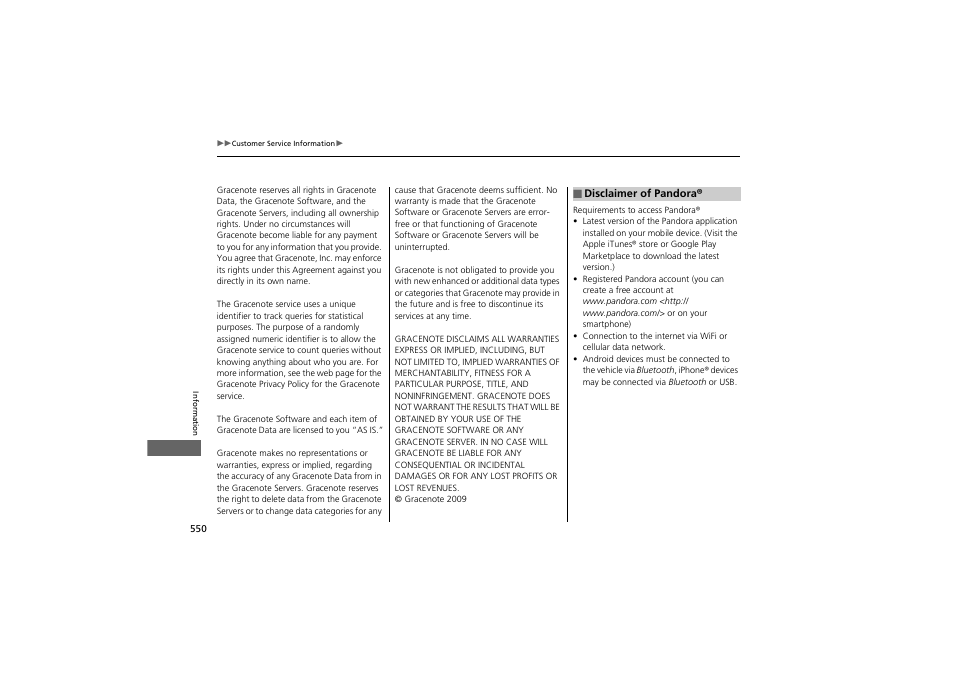 HONDA 2014 Accord Hybrid - Owner's Manual User Manual | Page 552 / 561