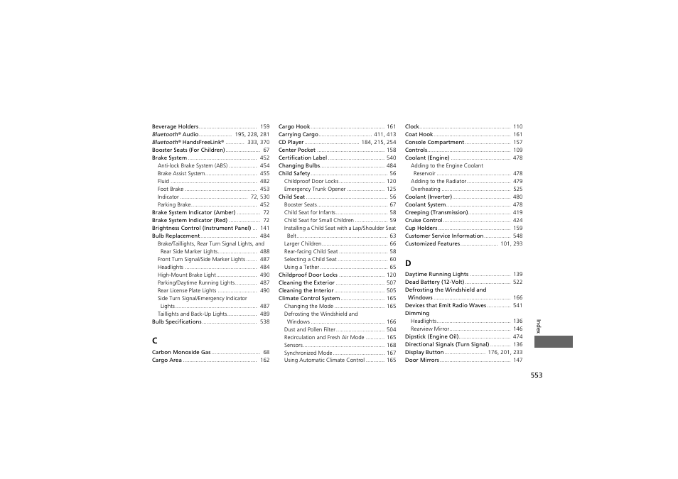 HONDA 2014 Accord Hybrid - Owner's Manual User Manual | Page 555 / 561
