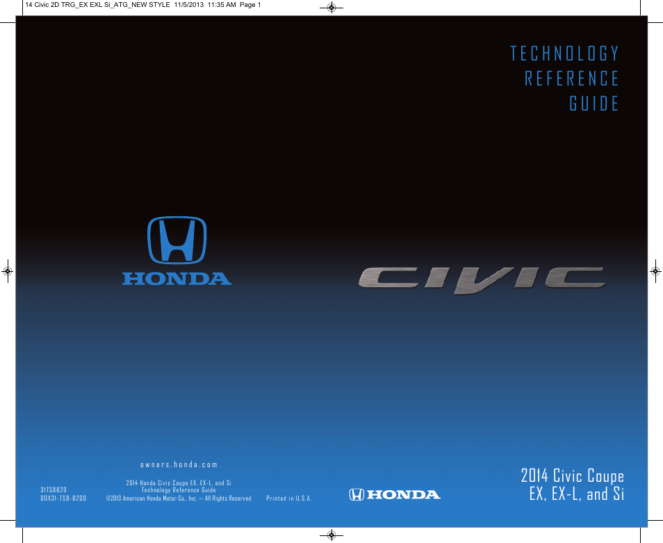 HONDA 1984 Civic Coupe (EX, EX-L, and Si) - Technology Reference Guide User Manual | 16 pages