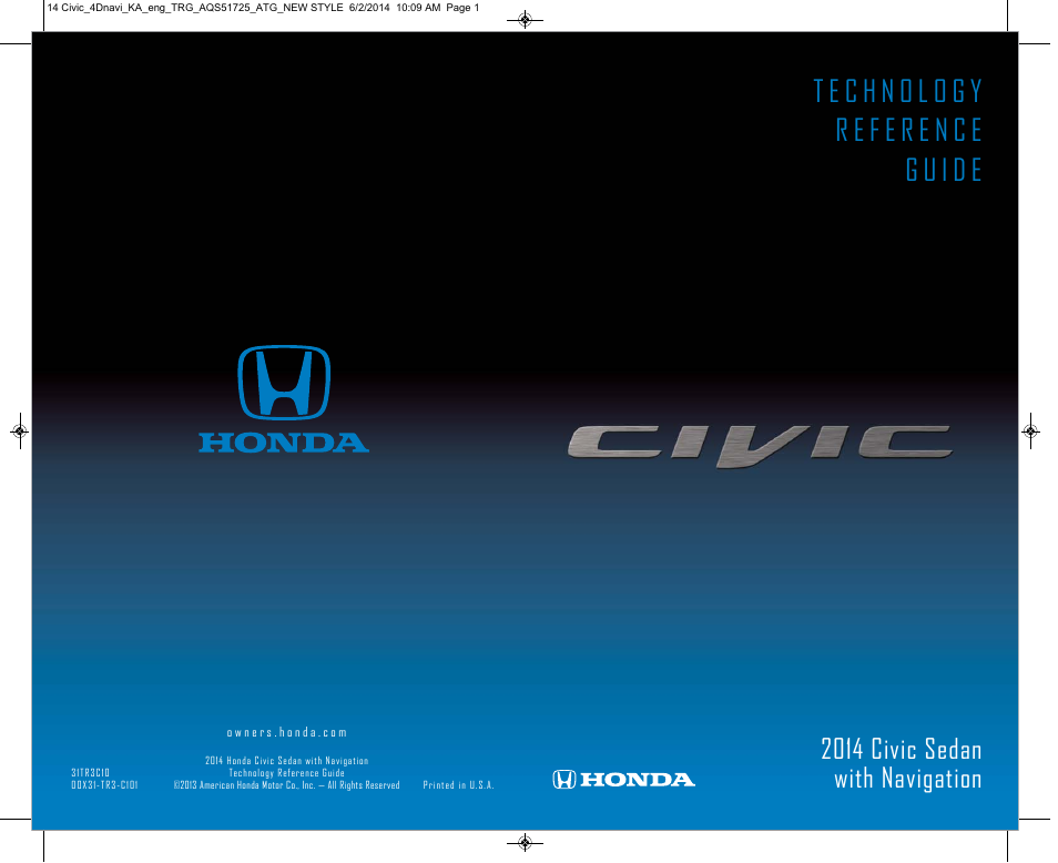 HONDA 1984 Civic Sedan (with Navigation) - Technology Reference Guide User Manual | 20 pages