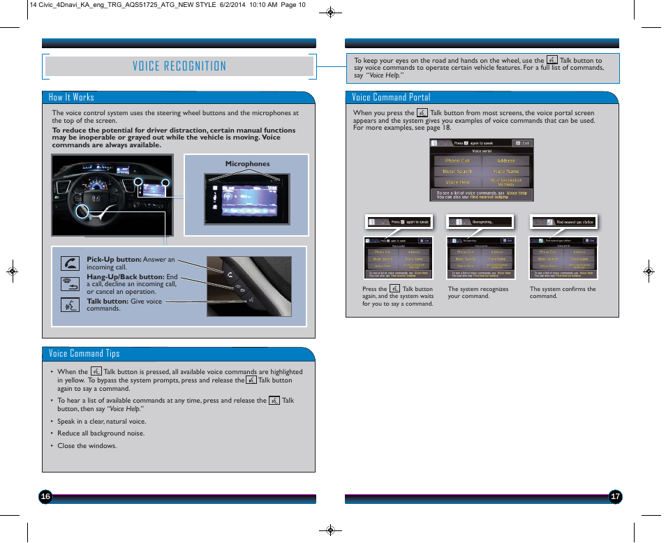 Voice recognition | HONDA 1984 Civic Sedan (with Navigation) - Technology Reference Guide User Manual | Page 10 / 20